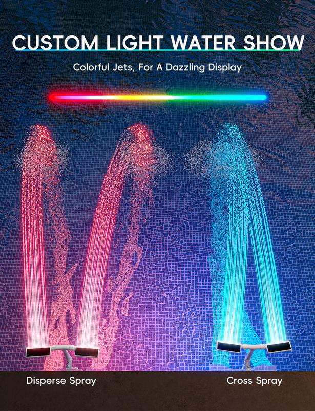Solar Pool Fountain with Lights Dual Arc - Above/Inground Pool Fountain Lights with Remote Control