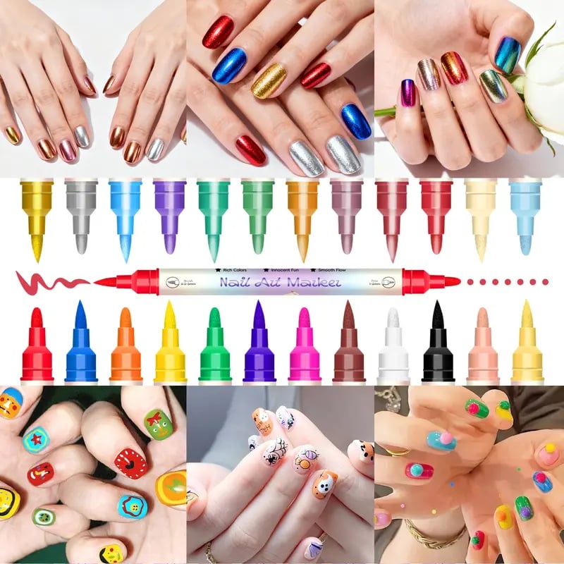 🔥Last Day 49% OFF💅Dual-Tip Nail Art Marker Pen Set