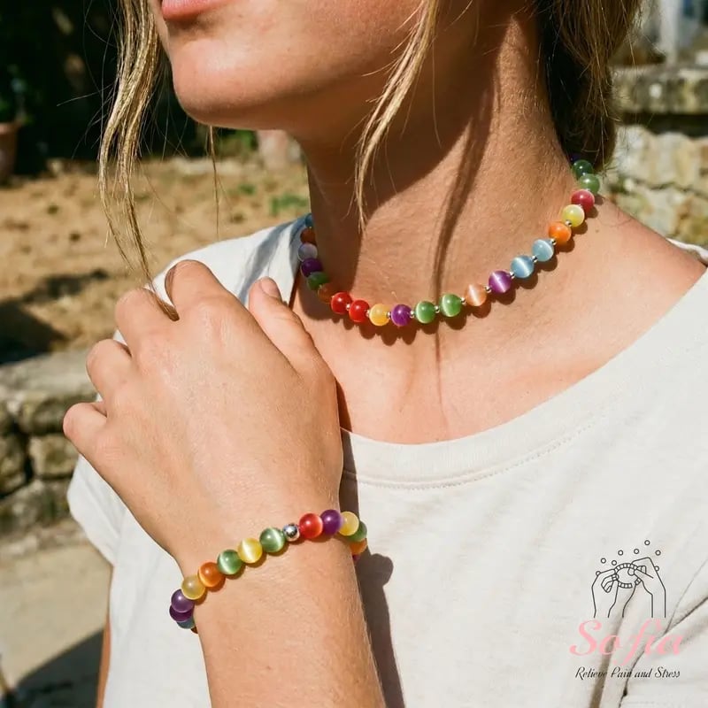 🌈Rainbow Glow Choker & Bracelet – Transform Your Summer Outfits Instantly