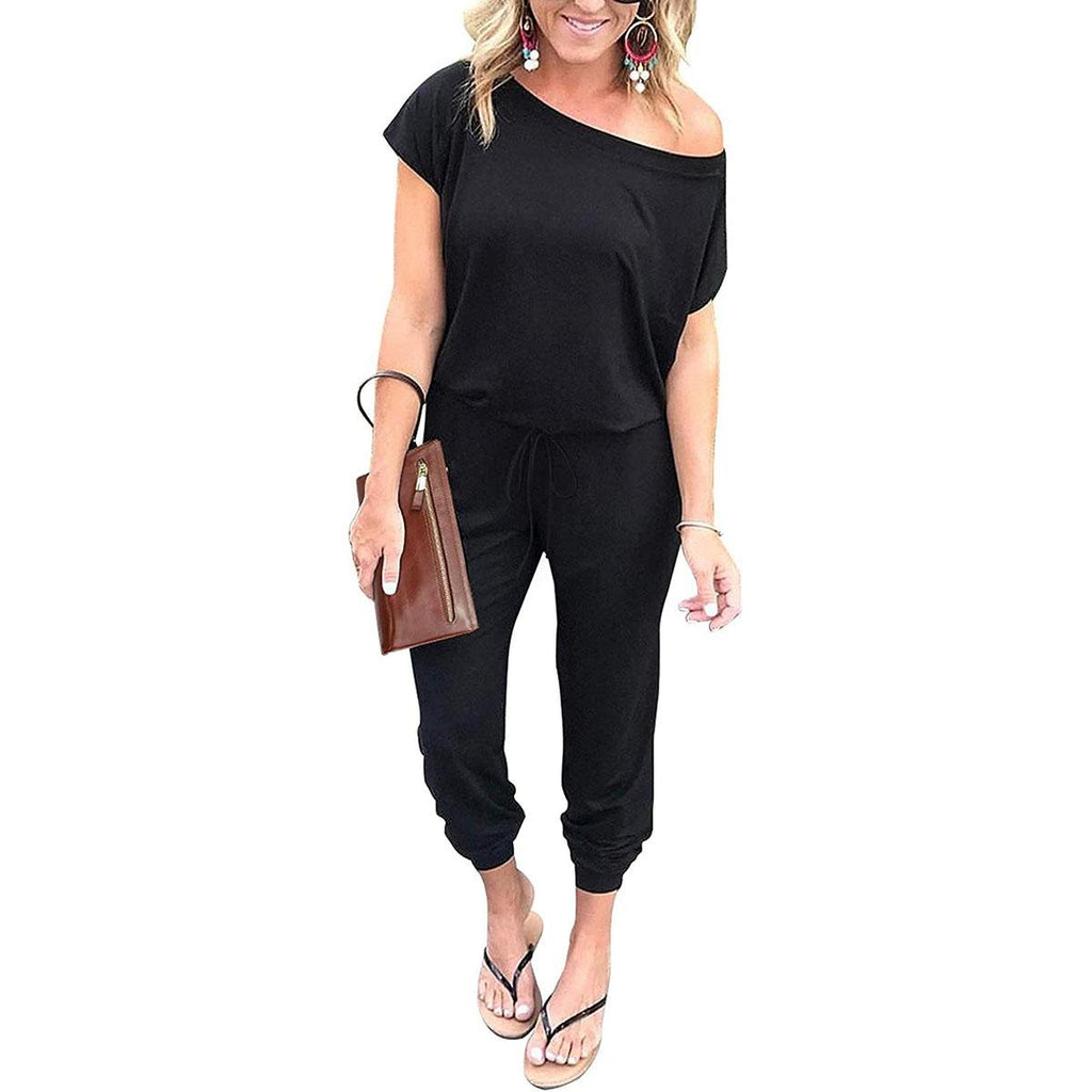 Women's Summer High-Waisted Elastic Loose Jumpsuit