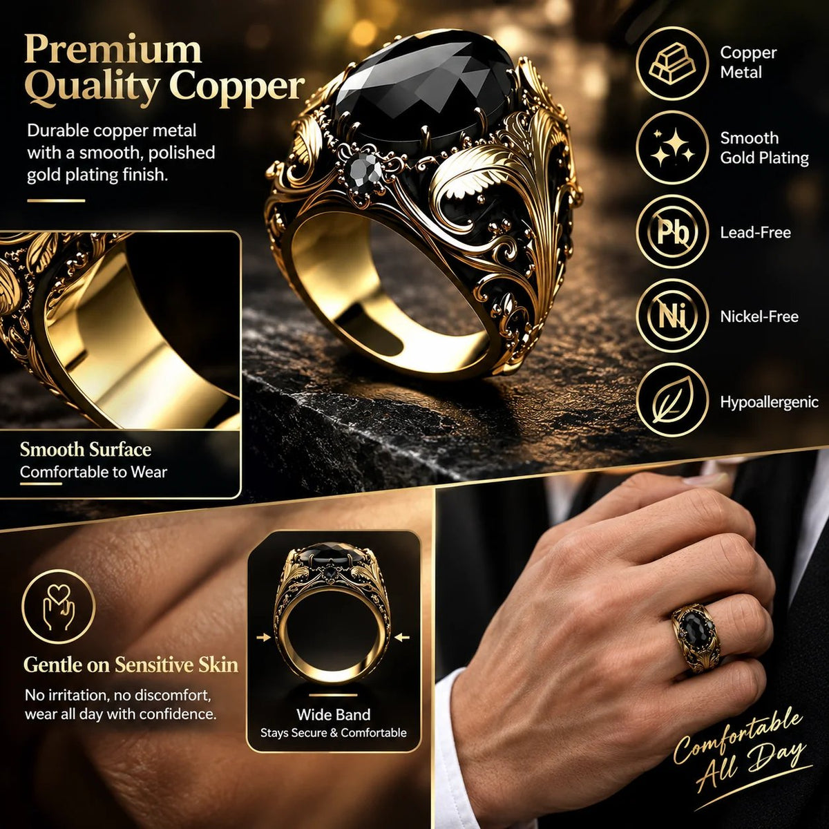 Vintage Men's Marquise Cut Ring