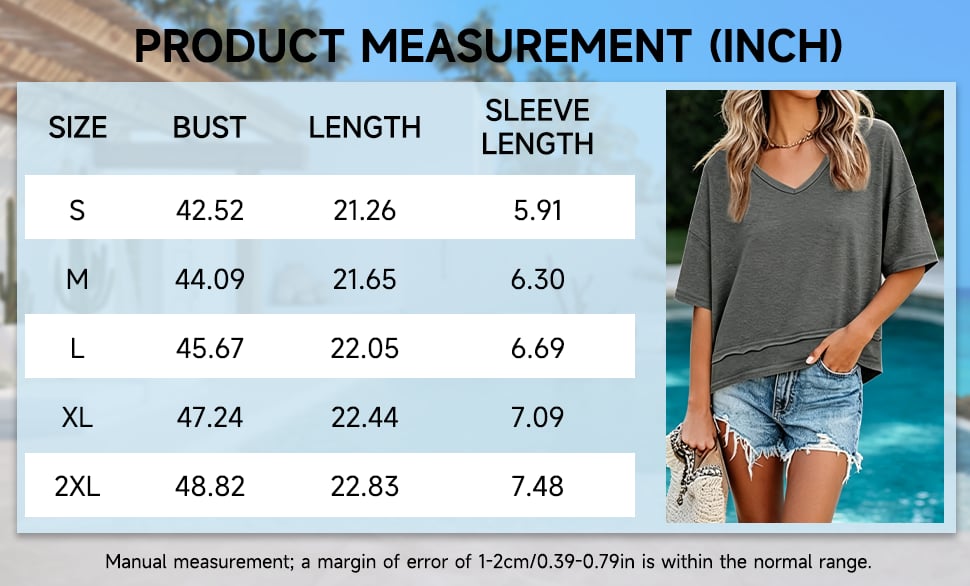 Women's Summer V Neck T Shirts | Casual Short Sleeve Flowy Tops | Cute Loose Fit Basic Tees | Premium Blend Fabric | Flattering V-Neckline