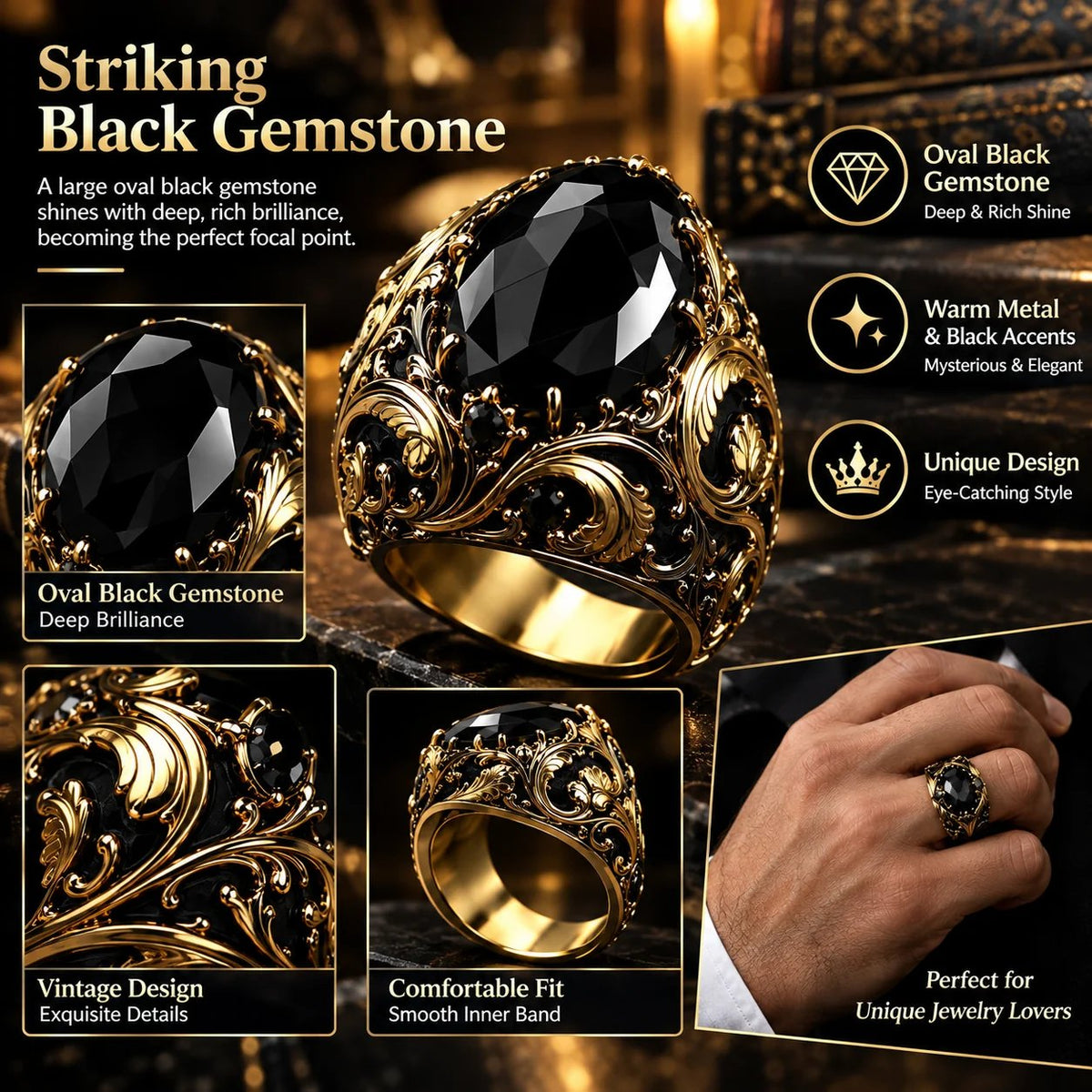 Vintage Men's Marquise Cut Ring