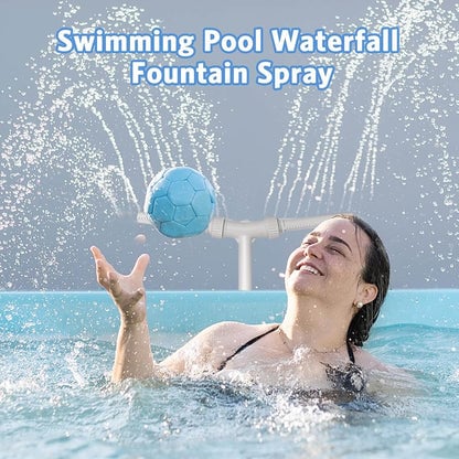 Solar Pool Fountain with Lights Dual Arc - Above/Inground Pool Fountain Lights with Remote Control