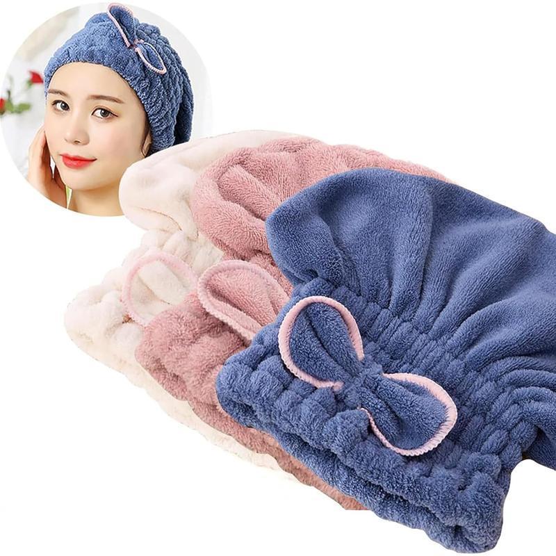Hair Towel Caps, Extrame Soft & Ultra Absorbent, Fast Drying Hair Drying Caps Towel Turban Wrap for Wet Hair Women Light Shiny