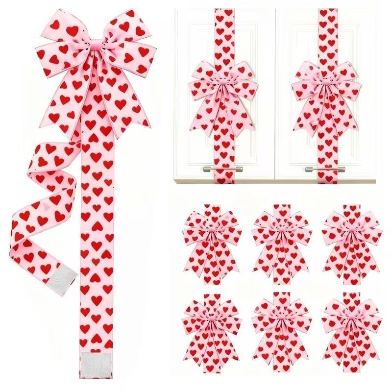 🔥Valentine's Day Pink Heart Large Bow Decoration - 79x2.4 Inches