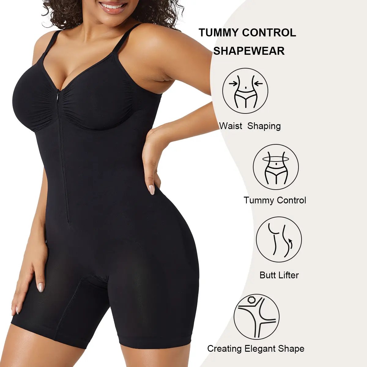 🔥 Sculpting Seamless Bodysuit — Tummy Control Shapewear with Zipper Support