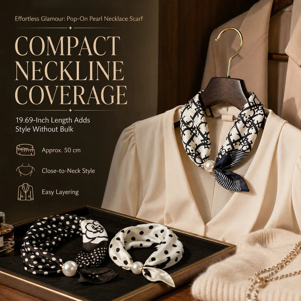 🏆25K+ SOLD 🔥 Effortless Glamour: Pop-On Pearl Necklace Scarf 🧣