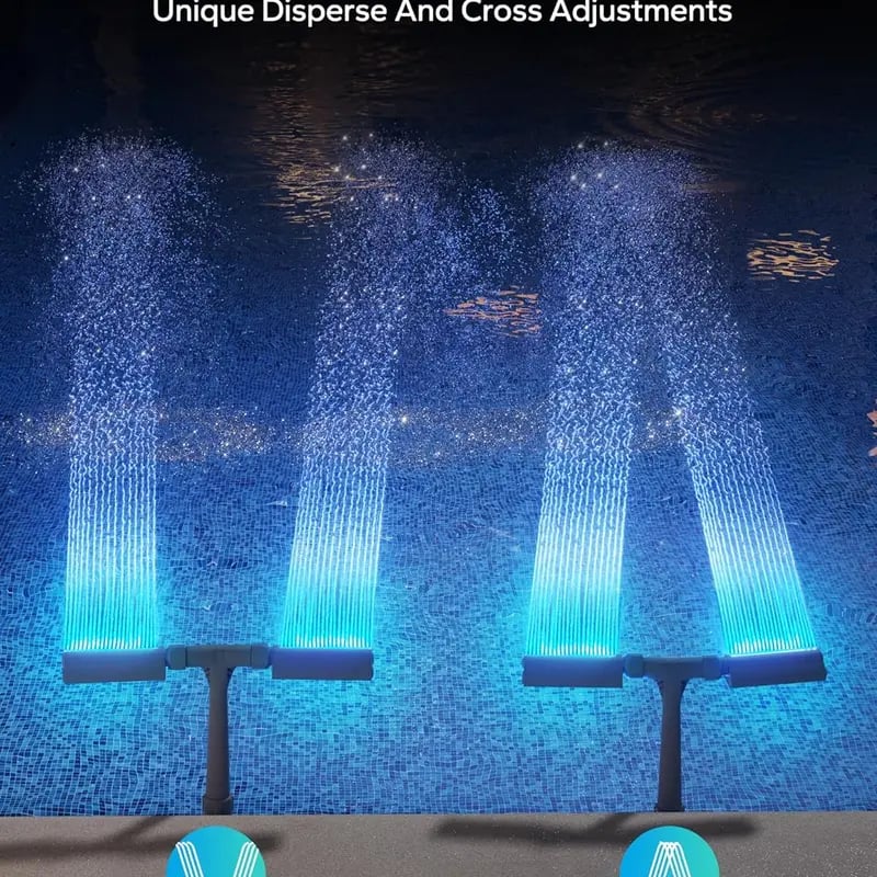 Solar Pool Fountain with Lights Dual Arc - Above/Inground Pool Fountain Lights with Remote Control