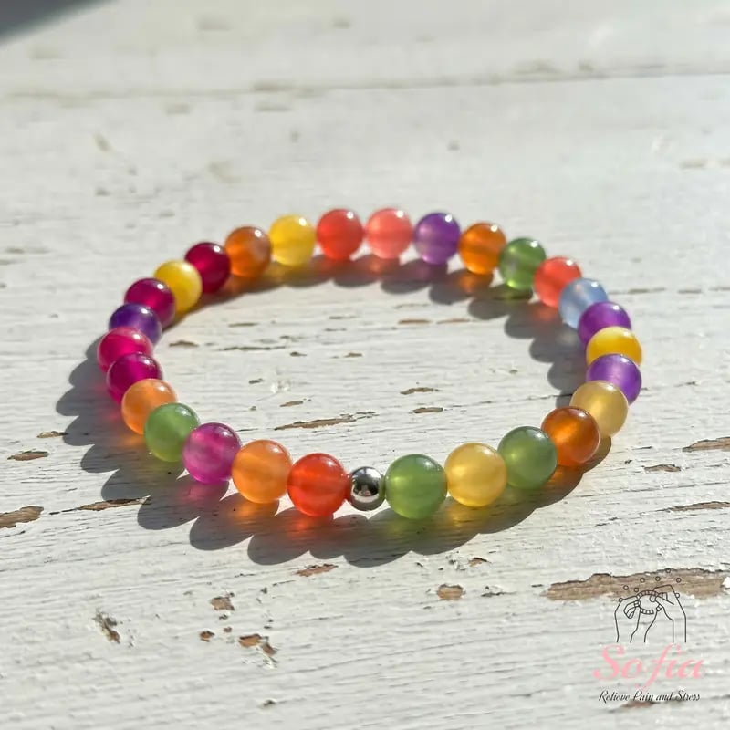 🔥Sofia Dopamine Rainbow Beaded Choker Necklace-UV Reactive Waterproof Stainless Steel Stackable Summer Jewelry
