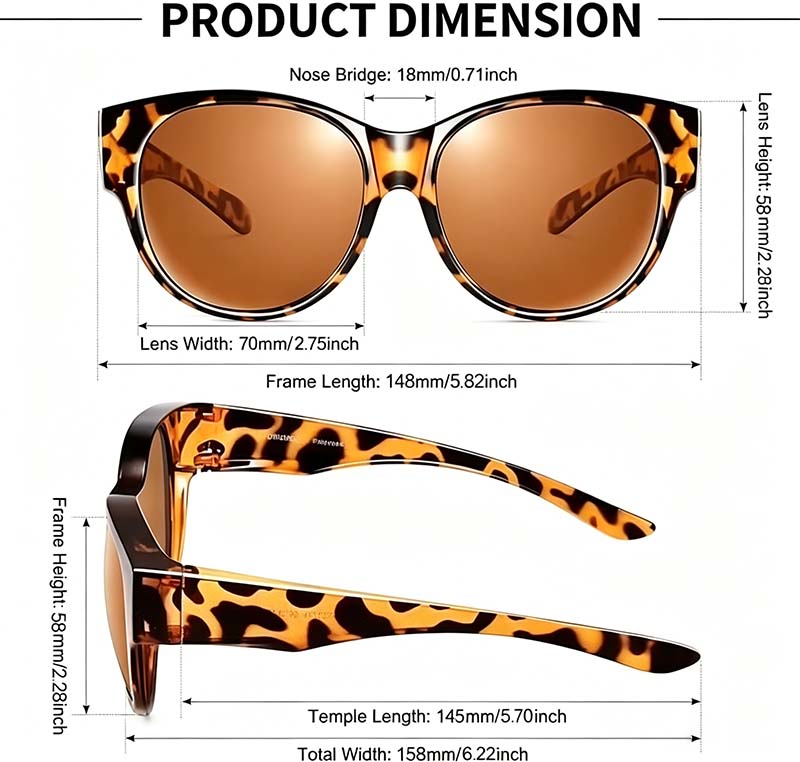 🕶️ Fit-Over Prescription Sunglasses – Oversized Square Full-Rim Plastic Frames, UV400 Polarized Lenses, Stylish Women & Unisex Summer Accessory