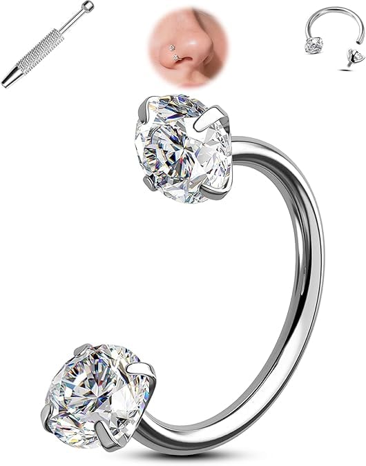 Last Day Buy 1 Get 1 Free⏰Horseshoe Gem Nose Ring – Internally Threaded & Comfortable