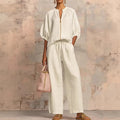 ✨2026 Summer New Arrivals💖Women's Matching Lounge Set Quarter Zip Pullover Top Loose Wide Leg Pants 2 Piece Sweatsuit Casual Outfit