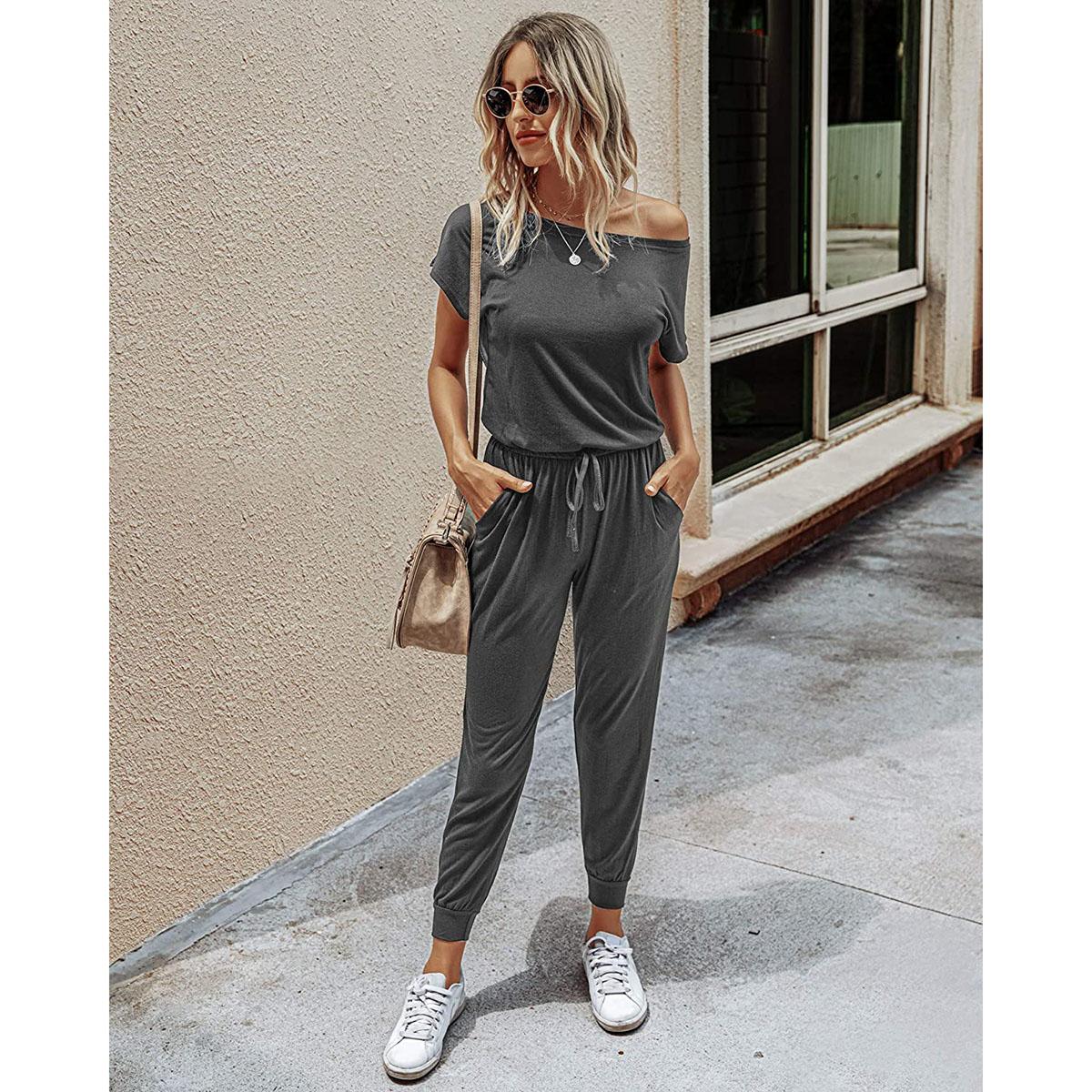Women's Summer High-Waisted Elastic Loose Jumpsuit