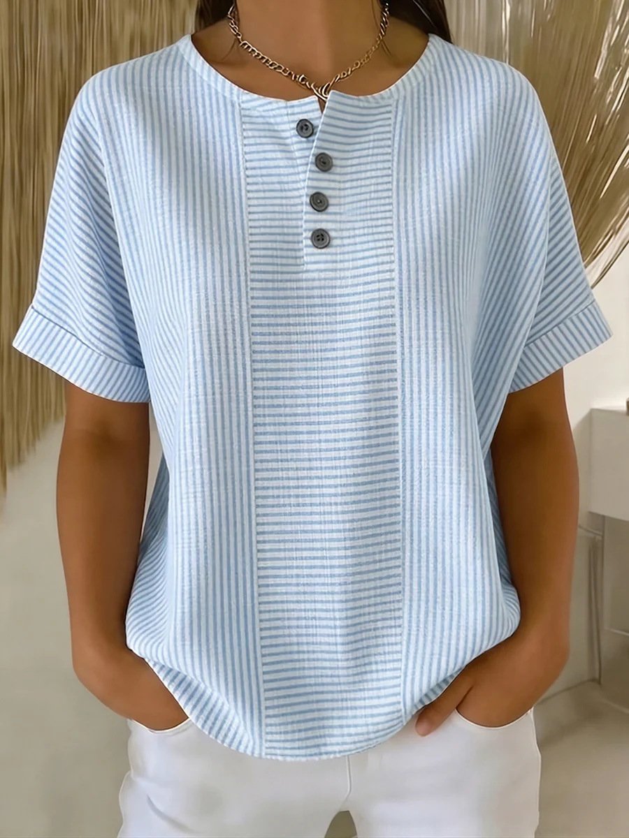 🌓Last Day 49% OFF-Round Neck Short Sleeve Blouse