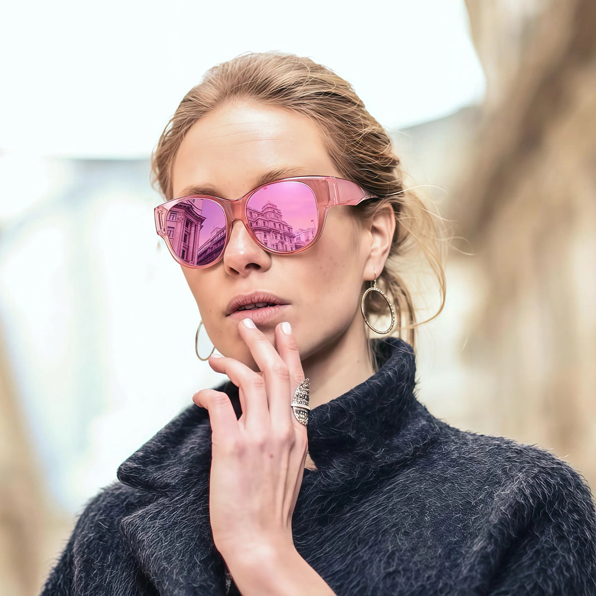 🕶️ Fit-Over Prescription Sunglasses – Oversized Square Full-Rim Plastic Frames, UV400 Polarized Lenses, Stylish Women & Unisex Summer Accessory