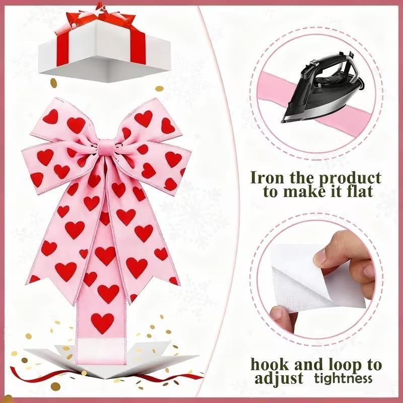 🔥Valentine's Day Pink Heart Large Bow Decoration - 79x2.4 Inches