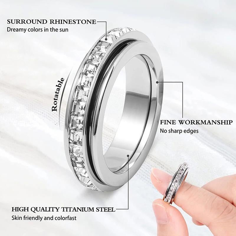 🎁Today Only 49% Off - Sparkling Spinning Ring, Relieves Anxiety, Symbolizes Vows & Luck, Waterproof & Fade-Resistant