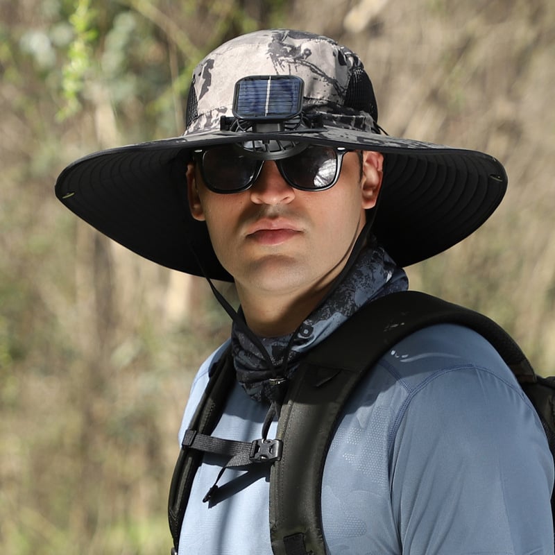 🔥Father's Day Sale 49% OFF - Wide Brim Solar Fan Outdoor Fishing Hat-Solar & USB Charging