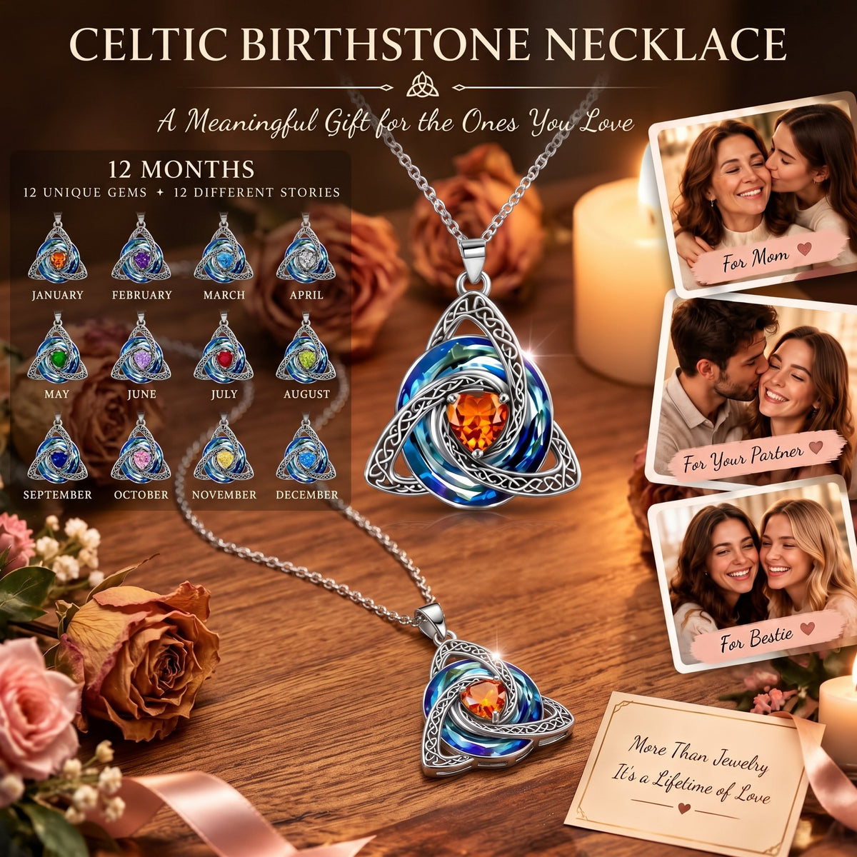 ✝️Birthstone Celtic Trinity Knot Necklace ✨