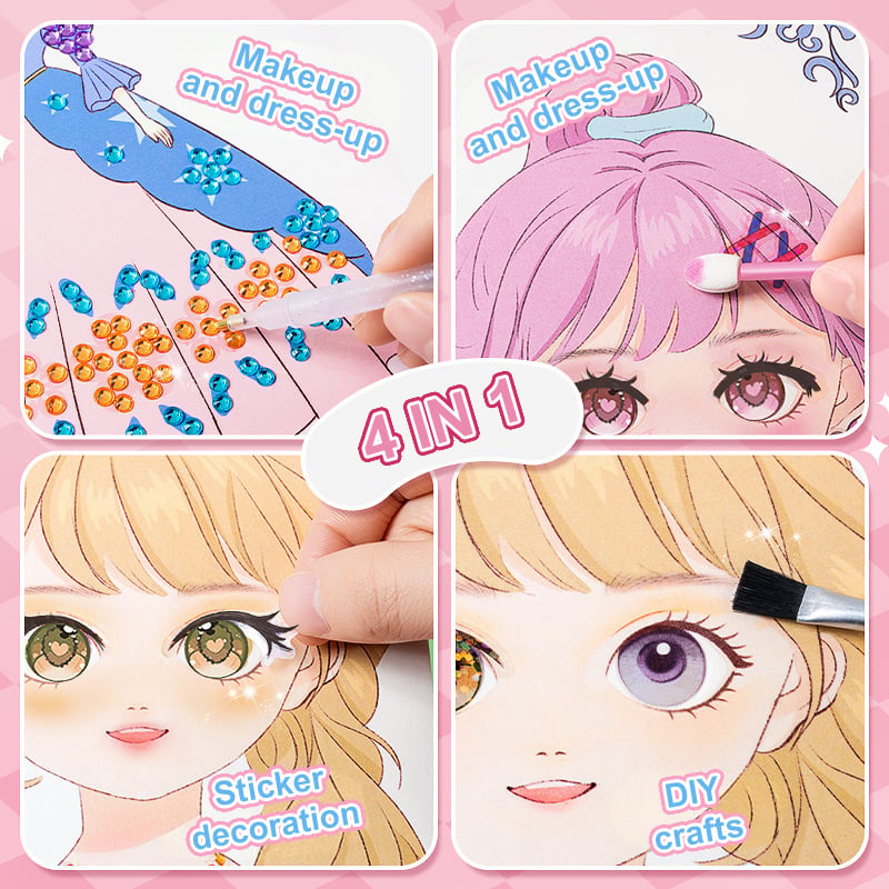 2026 New Top Best Gift ✨ Special Diamond Painting & Princess Book Makeup Craft Kits Foil Art Books Set Play on Paper