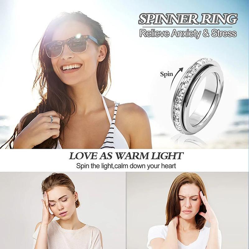 🎁Today Only 49% Off - Sparkling Spinning Ring, Relieves Anxiety, Symbolizes Vows & Luck, Waterproof & Fade-Resistant