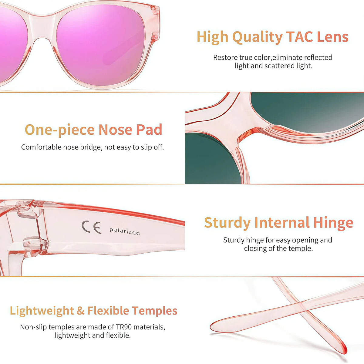 🕶️ Fit-Over Prescription Sunglasses – Oversized Square Full-Rim Plastic Frames, UV400 Polarized Lenses, Stylish Women & Unisex Summer Accessory