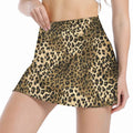 ☁️Women's Solid Color Leopard Stretch High Waist Straight Slit Mini Sports Skirt