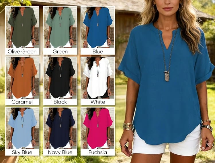🔥Last Day 49% OFF-Loose Solid Color Women's Casual Blouse