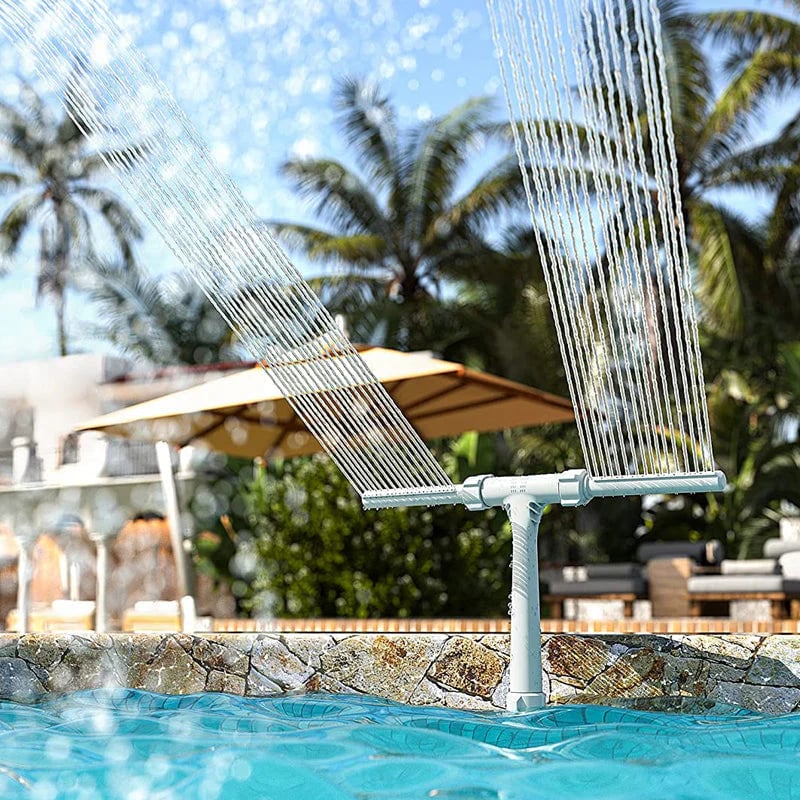 Solar Pool Fountain with Lights Dual Arc - Above/Inground Pool Fountain Lights with Remote Control