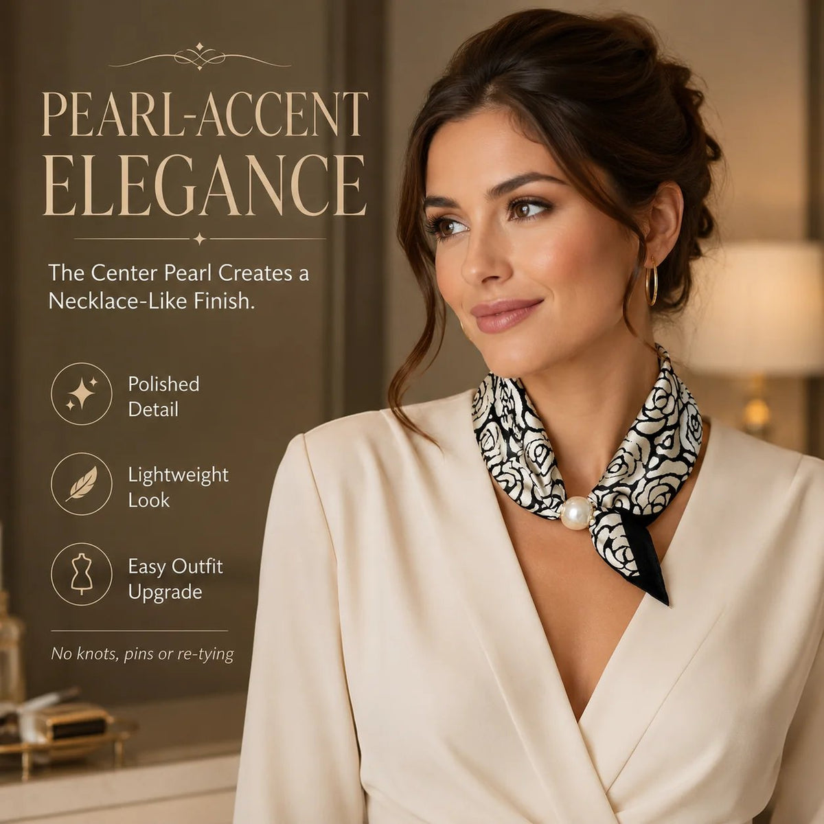 🏆25K+ SOLD 🔥 Effortless Glamour: Pop-On Pearl Necklace Scarf 🧣