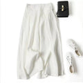 Women's Cotton Linen Culottes Pants Elastic Waist Wide Leg Palazzo Trousers Capri Pants with Pockets