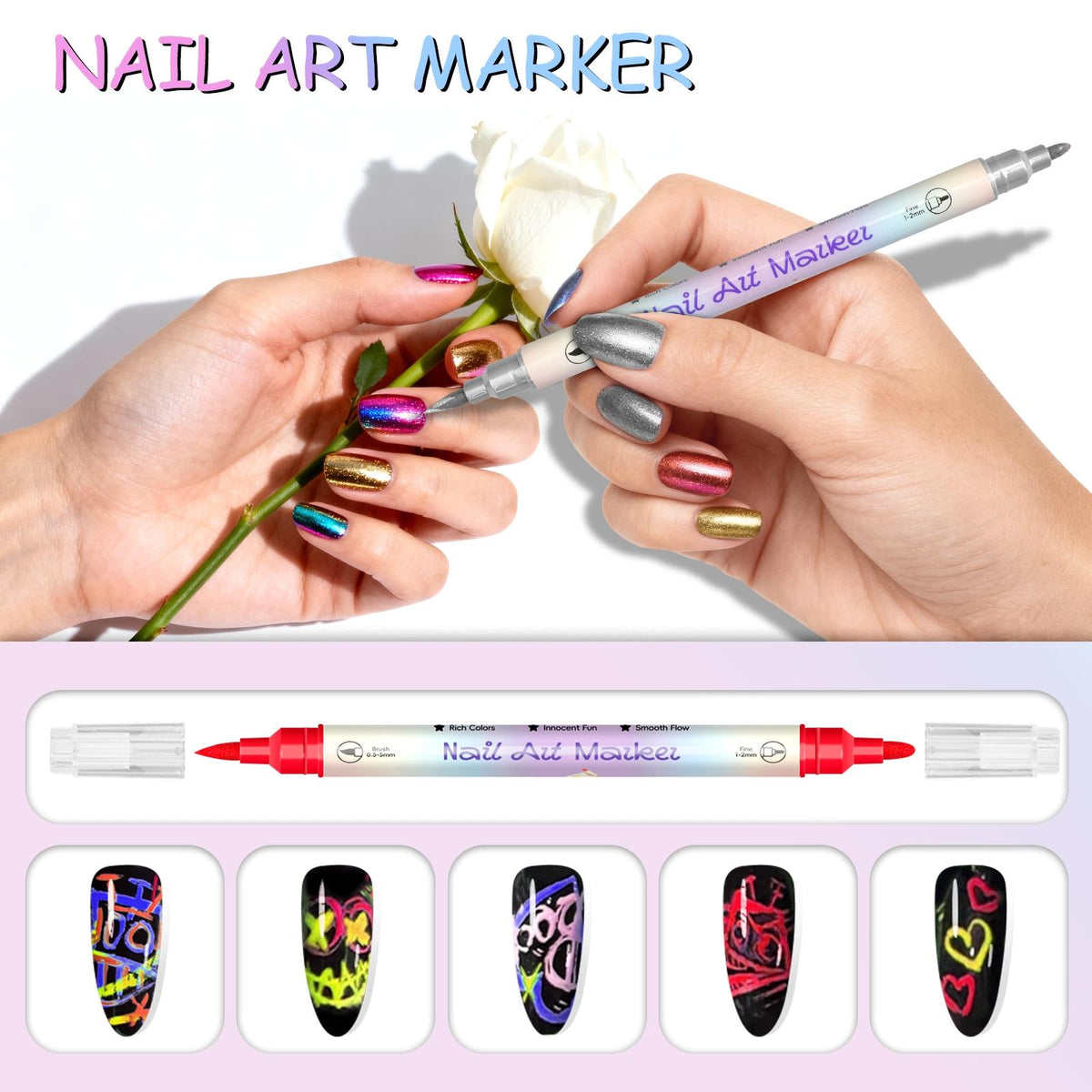 🔥Last Day 49% OFF💅Dual-Tip Nail Art Marker Pen Set