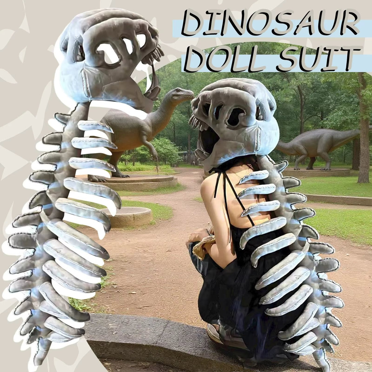 🔥Last Day 49% OFF✨Dinosaur Skeleton Plush Costume Wearable Soft Fossil Outfit for Kids & Adults