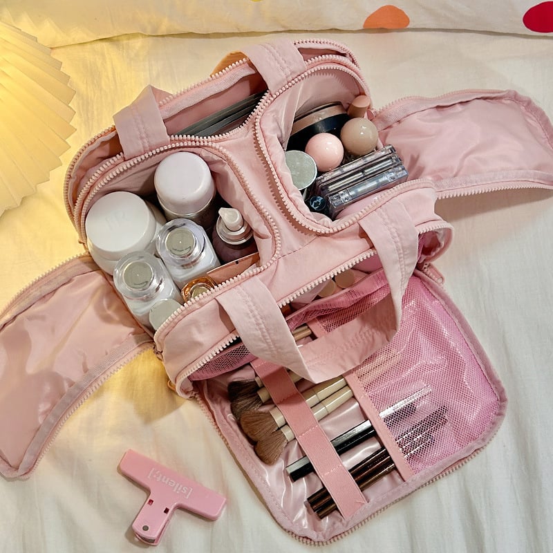 🔥Last Day 49% OFF✨Large Travel Cosmetic Bag | Wide-Open Puffy Toiletry Organizer