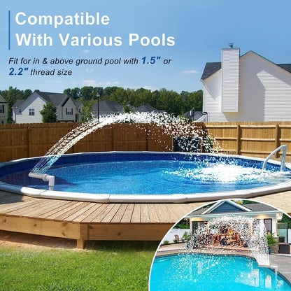 Solar Pool Fountain with Lights Dual Arc - Above/Inground Pool Fountain Lights with Remote Control