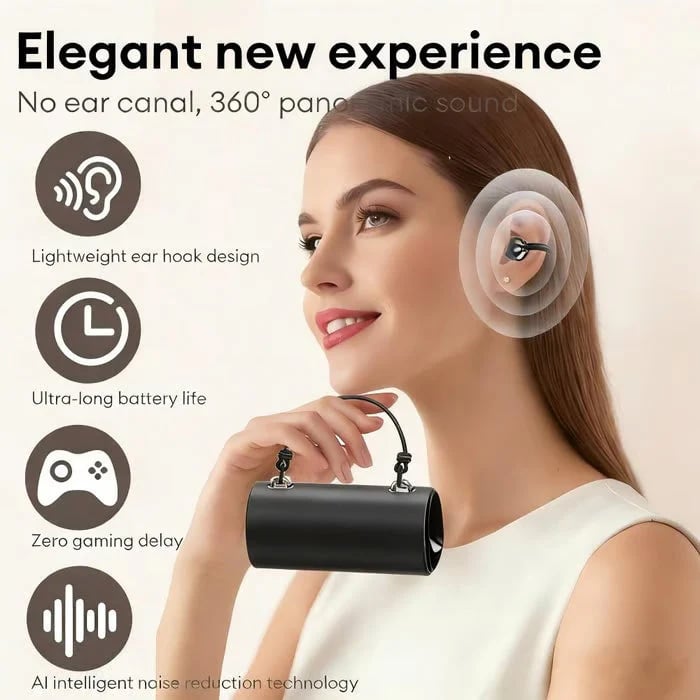 ⏰49% OFF✨💞Fashionable Clip-On Wireless Headphones with Handbag