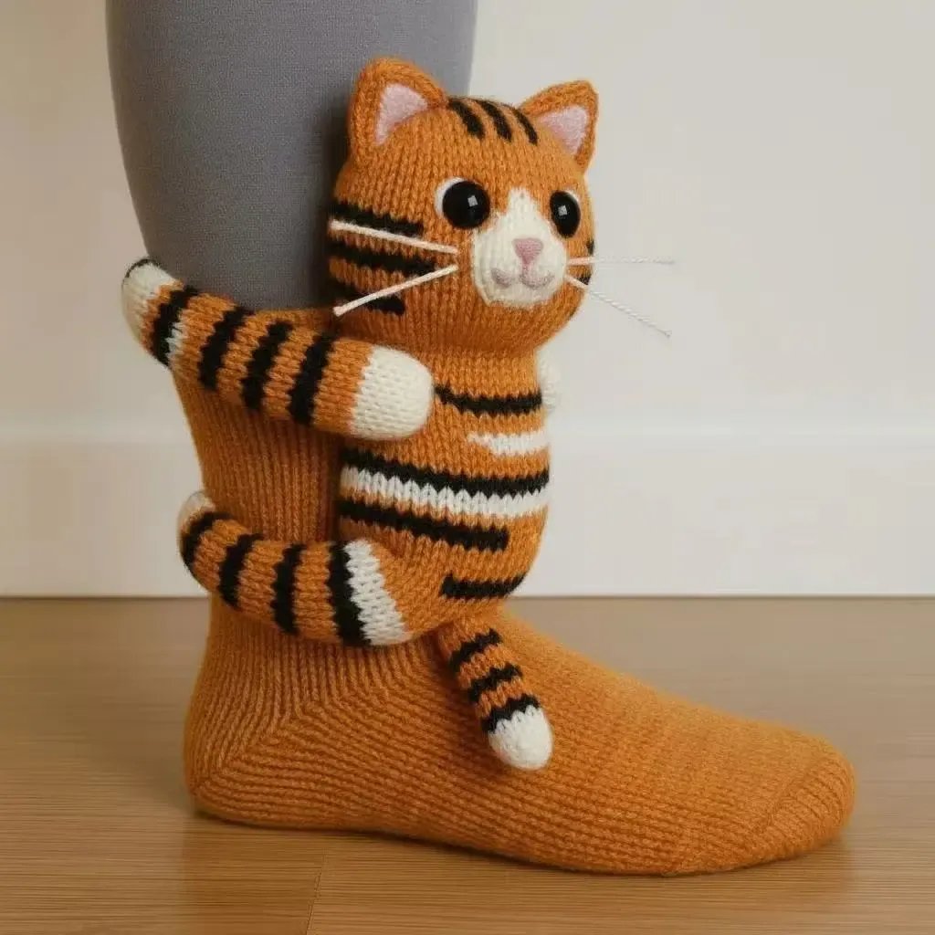 💕Hot sale 49% OFF💖3D Knit Animal Socks – Plush Knitted Novelty Socks (Unisex, One Size) 🧦🐾