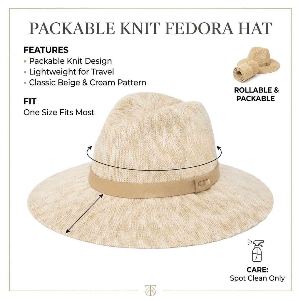 🔥2026 Spring Special Offer 50% OFF👒 Packable Fedora Hat 🏖️ Packable design—No suitcase space
