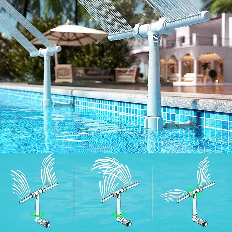 Solar Pool Fountain with Lights Dual Arc - Above/Inground Pool Fountain Lights with Remote Control