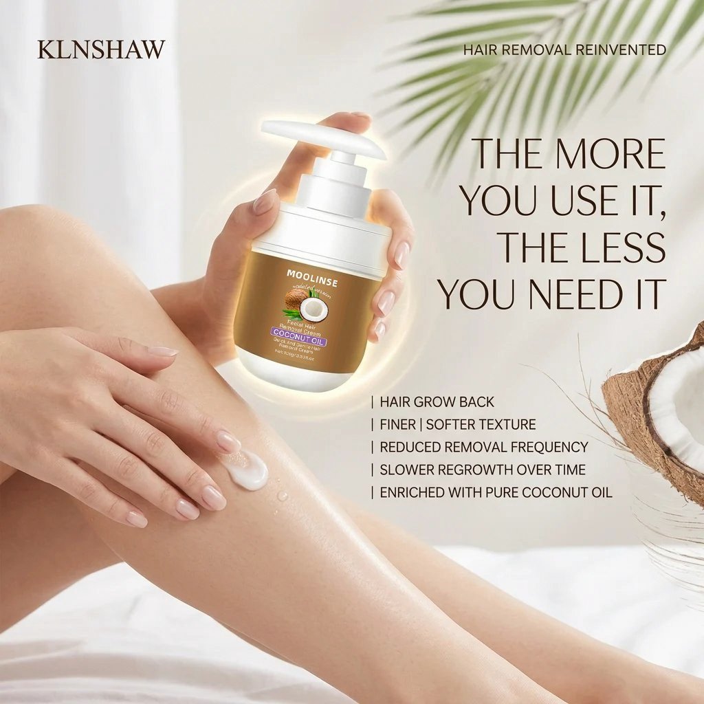 🥥 Painless Hair Removal — Face, Underarms, Legs, & Intimate Areas — Gentle Growth Inhibition: Coconut Hair Removal Cream