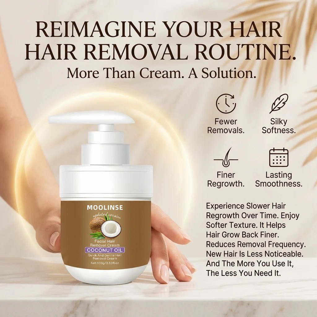 🥥 Painless Hair Removal — Face, Underarms, Legs, & Intimate Areas — Gentle Growth Inhibition: Coconut Hair Removal Cream