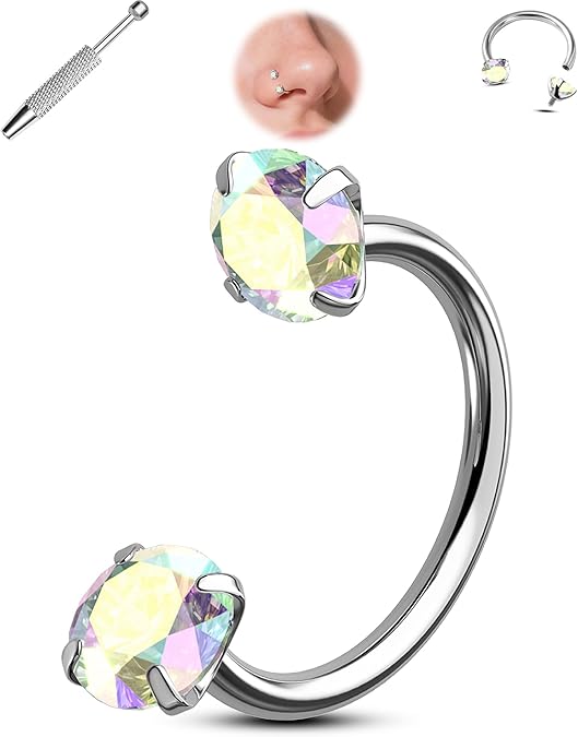 Last Day Buy 1 Get 1 Free⏰Horseshoe Gem Nose Ring – Internally Threaded & Comfortable