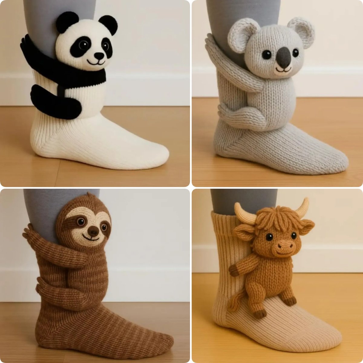 💕Hot sale 49% OFF💖3D Knit Animal Socks – Plush Knitted Novelty Socks (Unisex, One Size) 🧦🐾