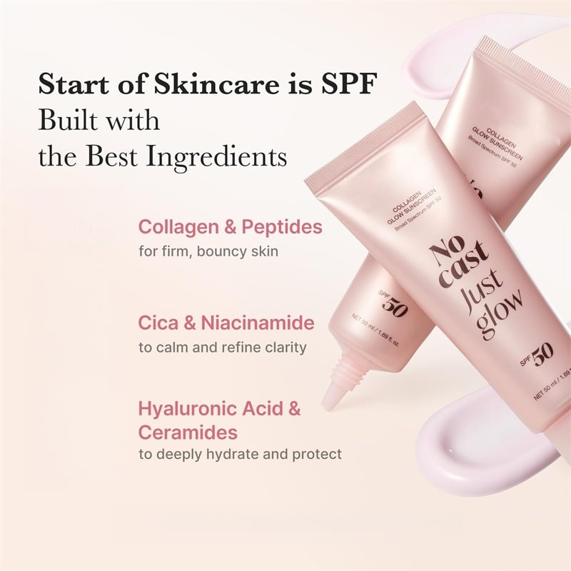 💖No Cast Just Glow Collagen Sunscreen & SPF 50 Face Sunscreen
