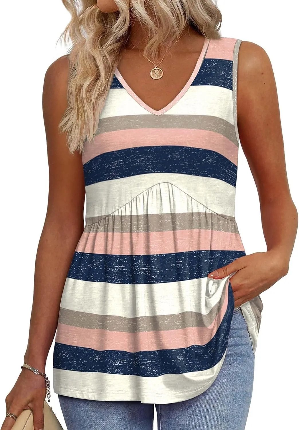 2026 Women's Flowy Peplum Tank Top – V Neck Sleeveless Stretchy Summer Top