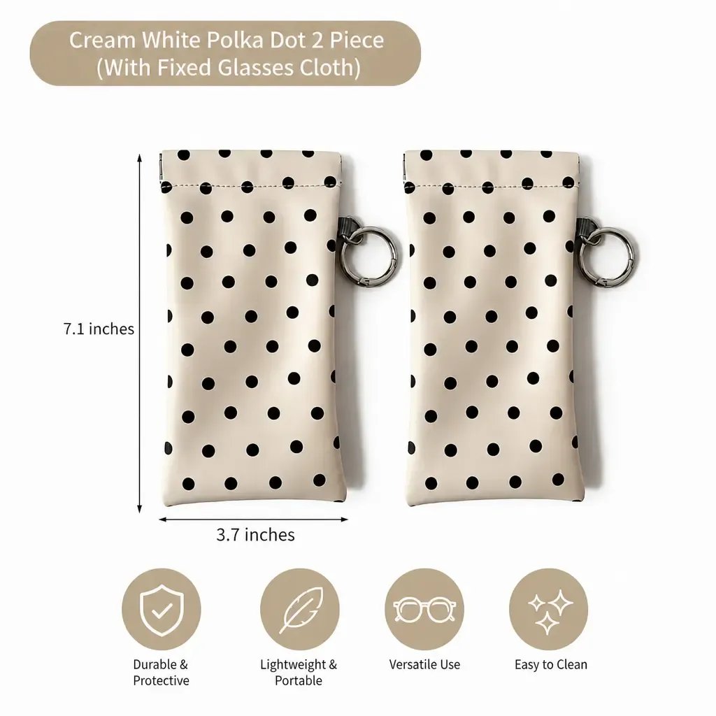 🏆75K+ SOLD!🕶️Soft PU Leather Sunglasses Pouch, Anti-Scratch Eyeglasses Case with Cleaning Cloth & Keychain