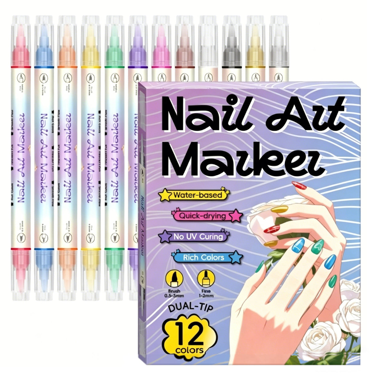 🔥Last Day 49% OFF💅Dual-Tip Nail Art Marker Pen Set