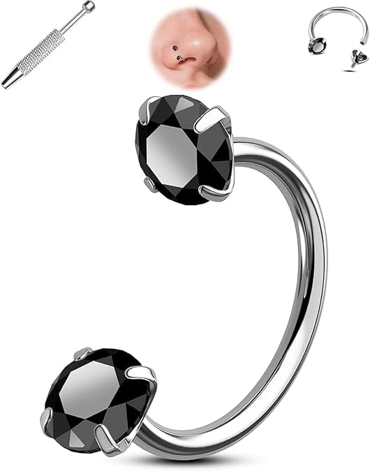 Last Day Buy 1 Get 1 Free⏰Horseshoe Gem Nose Ring – Internally Threaded & Comfortable