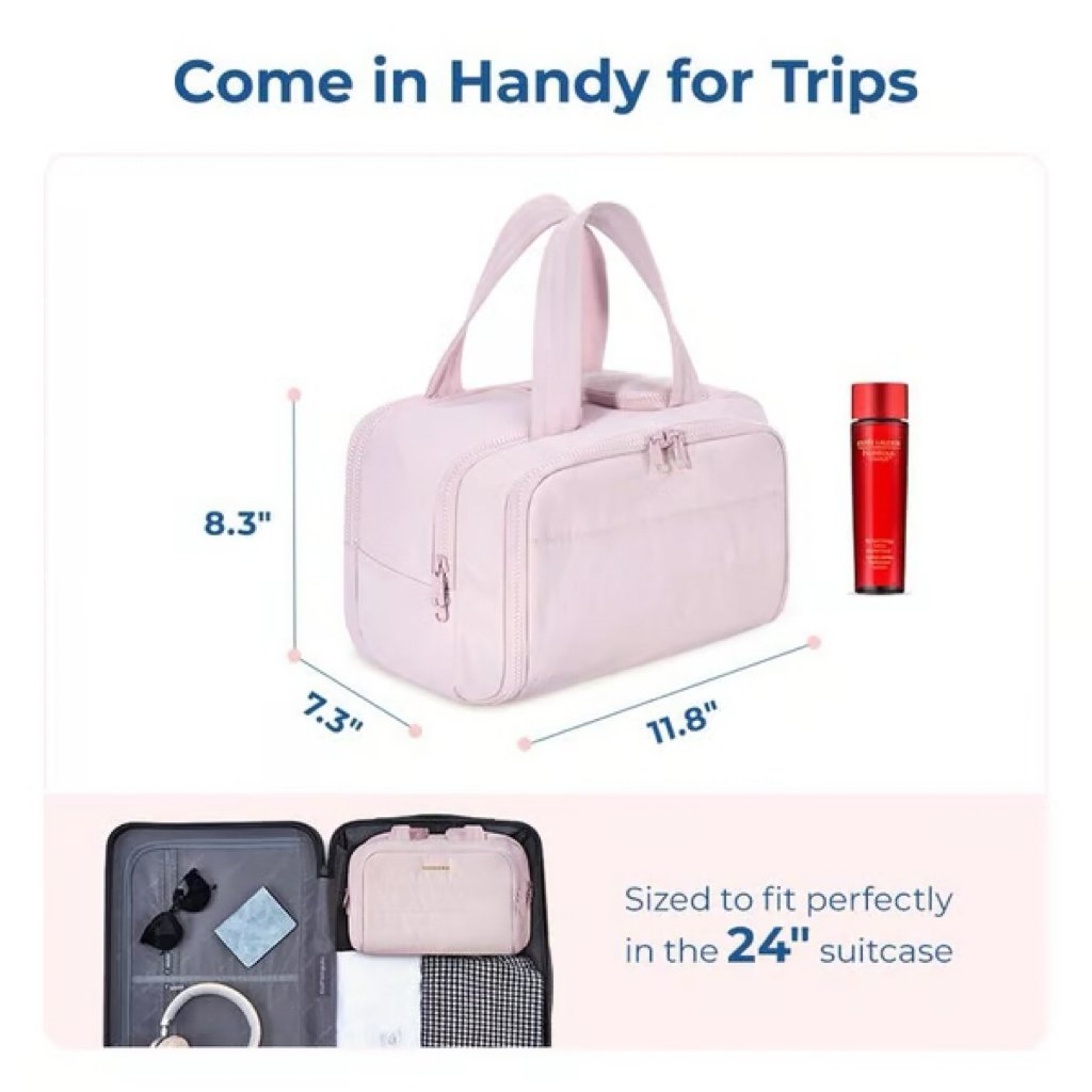 🔥Last Day 49% OFF✨Large Travel Cosmetic Bag | Wide-Open Puffy Toiletry Organizer